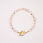 CIRCE | Bracelet in Rose Quartz and 18-carat Gold-plated stainless steel