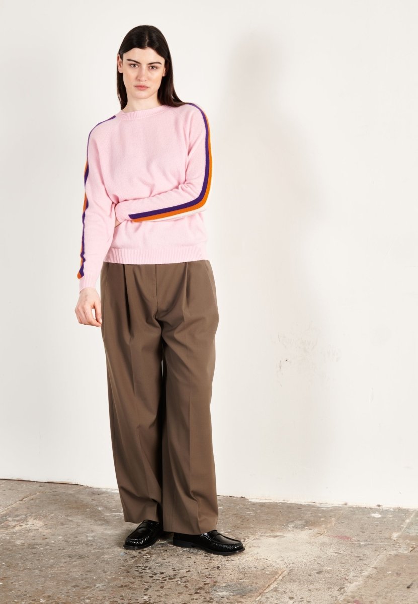 Pull col rond cachemire rose/violet/mandarine/écru femme - ZAYA 19