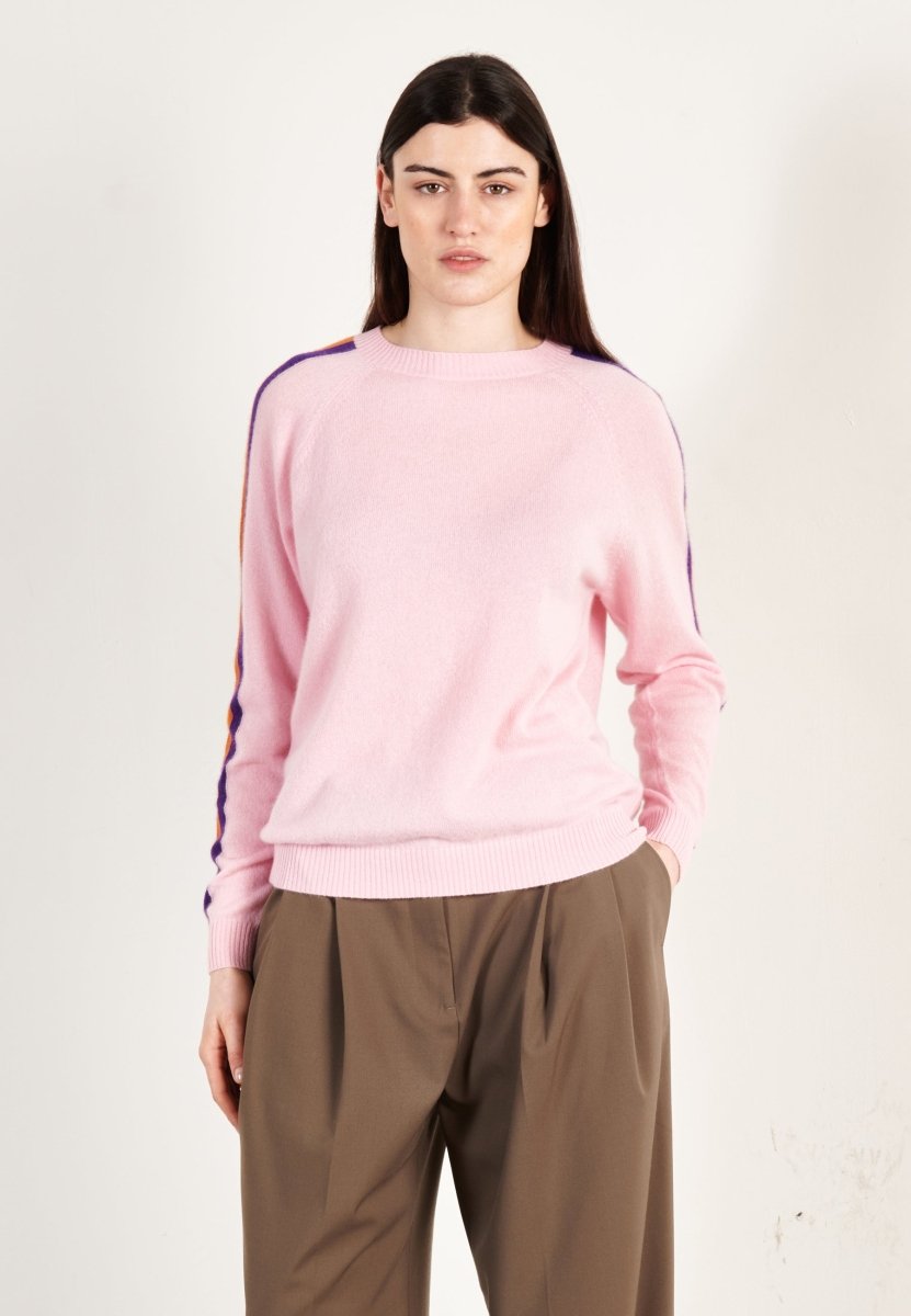 Pull col rond cachemire rose/violet/mandarine/écru femme - ZAYA 19