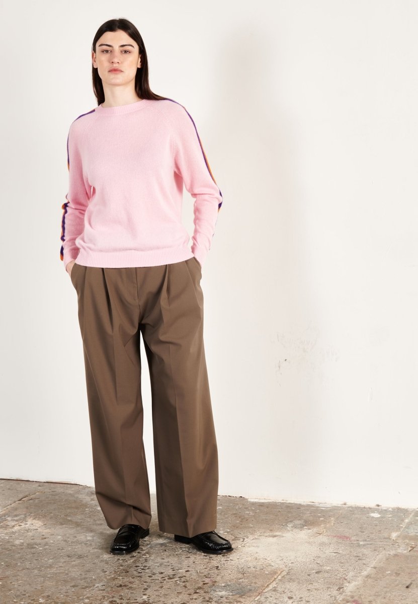 Pull col rond cachemire rose/violet/mandarine/écru femme - ZAYA 19